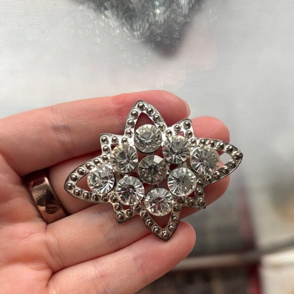 Art Deco Style Crystal Brooch Vintage - Picture 1 of 5
